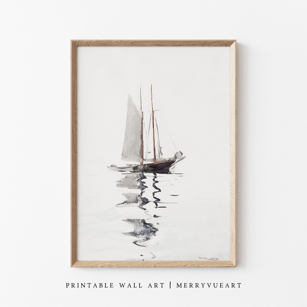 Drawing-wallart Print | Vintage Sailboat-printable Art | Minimalist-nautical Decor | SC - Etsy | Etsy (US)