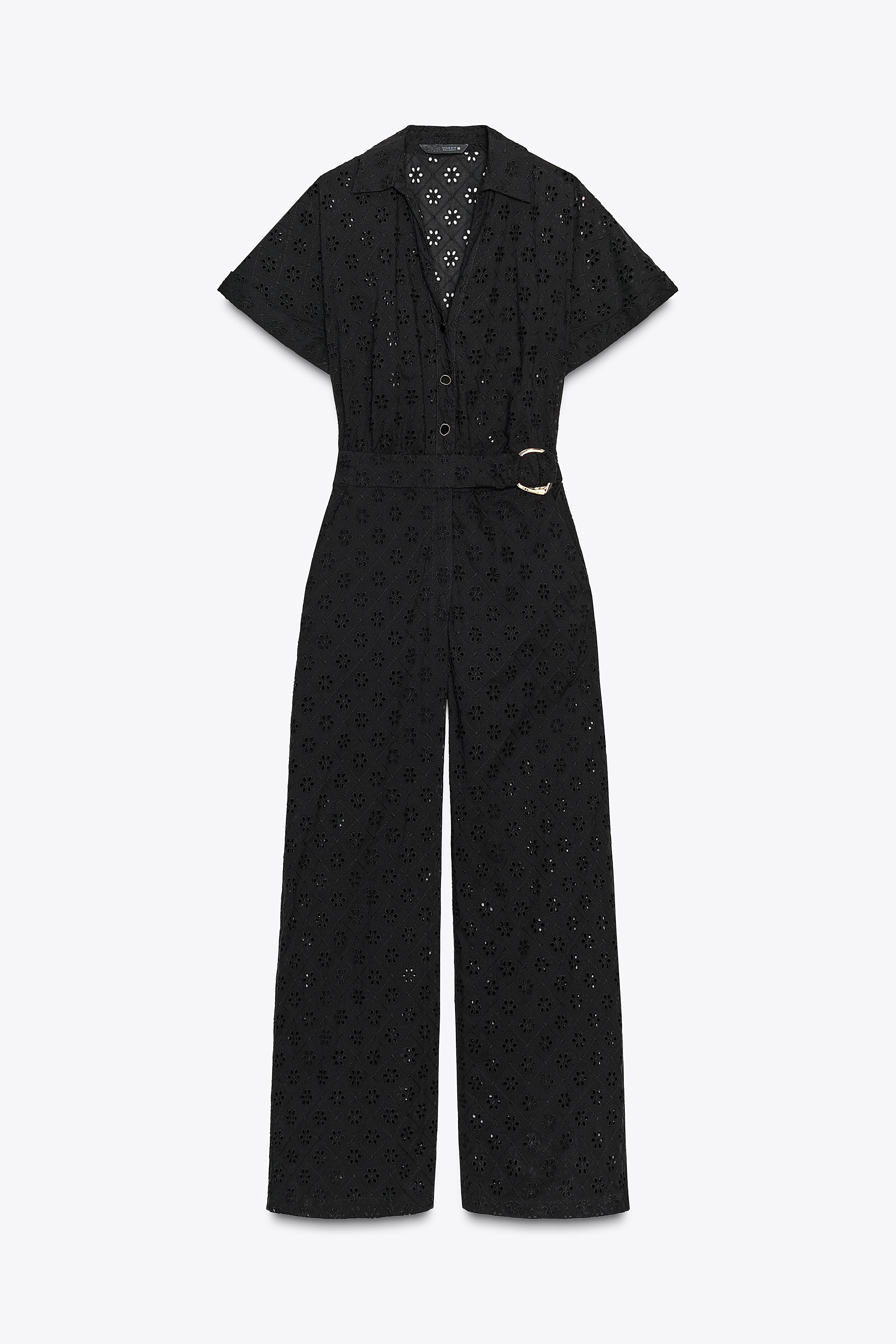EMBROIDERED EYELET BUCKLE JUMPSUIT | Zara US