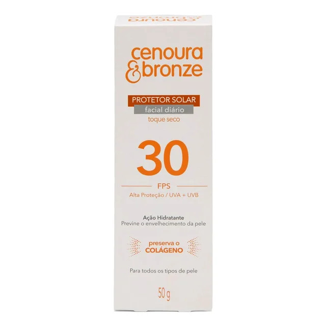 Protetor Solar Facial Cenoura & Bronze FPS30 com 50g | Drogasil BR