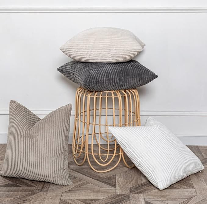 Komollocoe Spring Neutral Pillow Covers 18x18 Set of 4 Velvet Boho Decorative Throw Pillows for C... | Amazon (US)