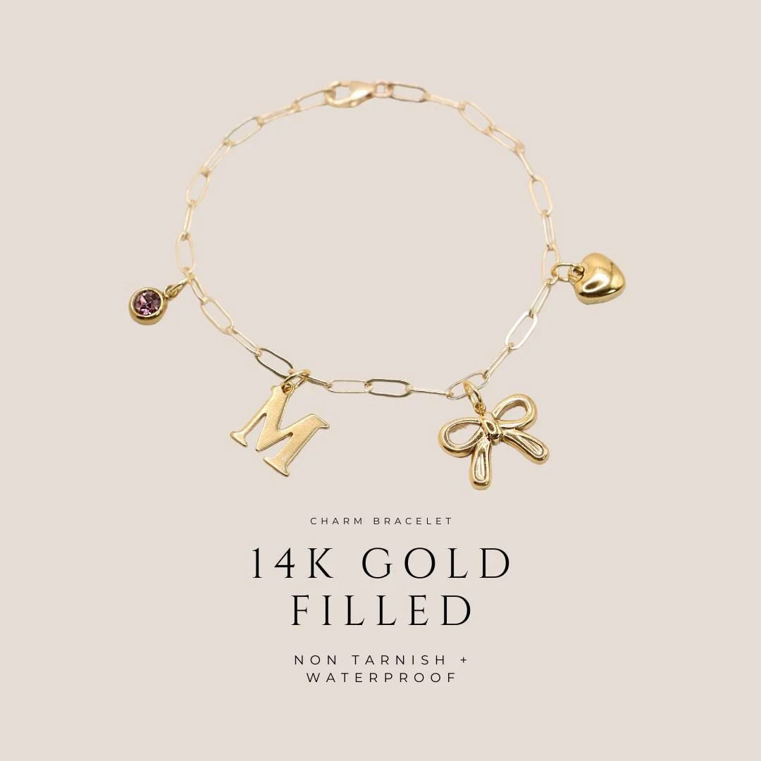 Our on-trend charm bracelets are designed with a 14k gold-filled or solid sterling silver papercl... | Etsy (US)