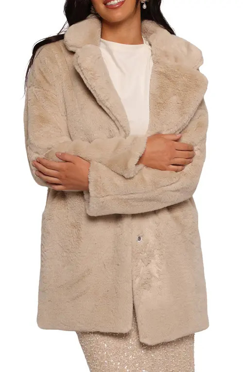 Petal & Pup Meeka Faux Fur Jacket in Beige at Nordstrom, Size Medium | Nordstrom