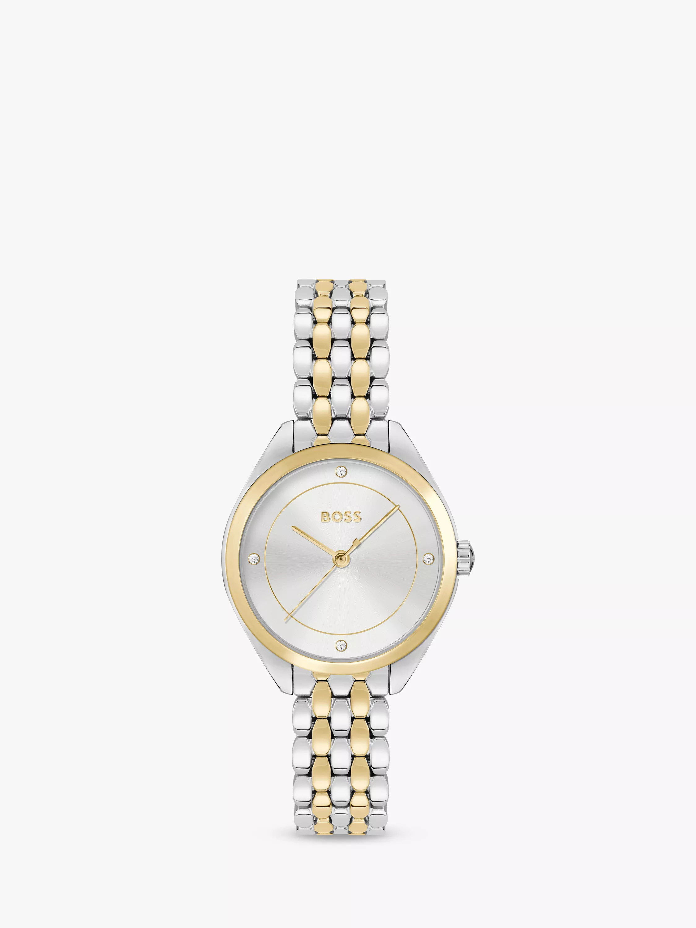 HUGO BOSSBOSS Women's Mae Bracelet Strap Watch, Silver/Gold | John Lewis (UK)