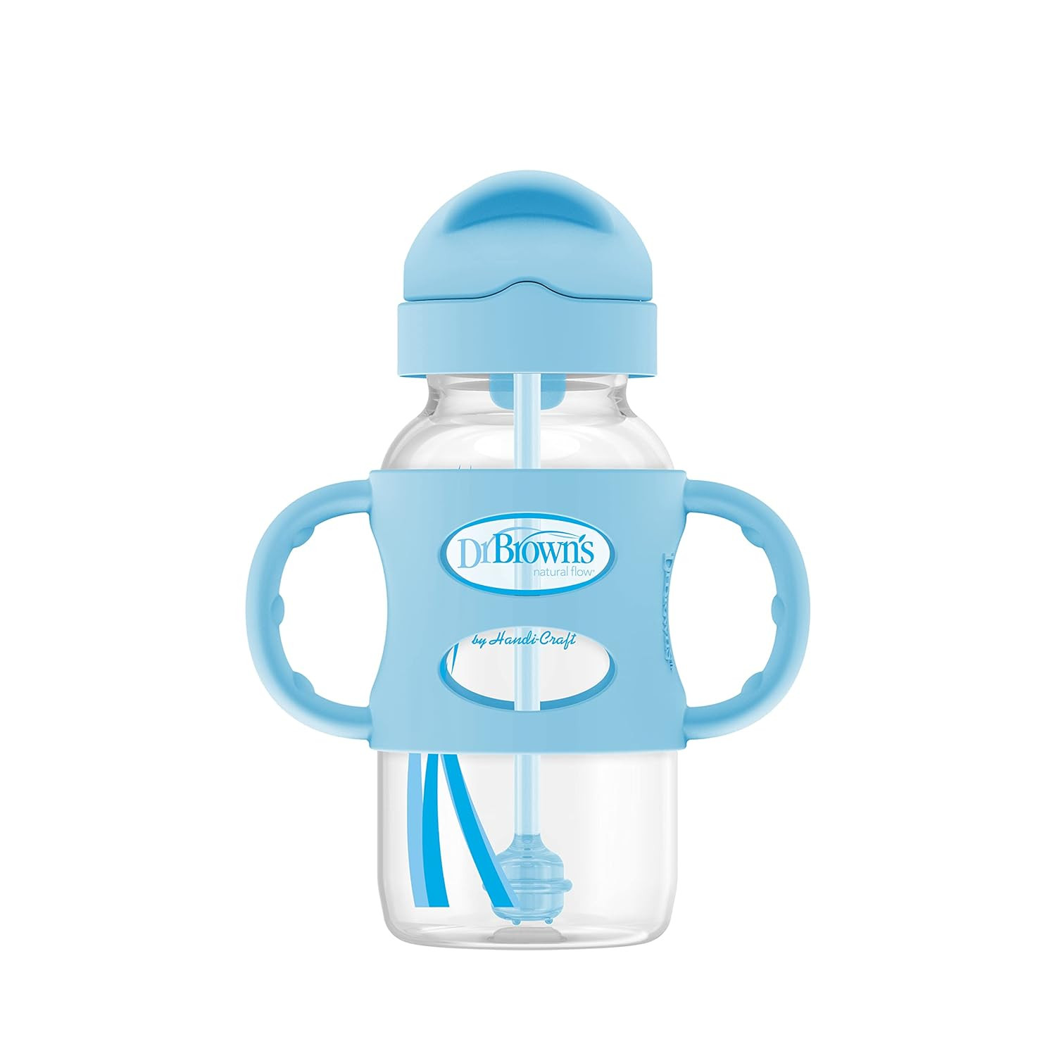 Dr. Brown’s® Milestones™ Wide-Neck Sippy Straw Bottle with 100% Silicone Handles, 9oz/270mL,... | Amazon (US)
