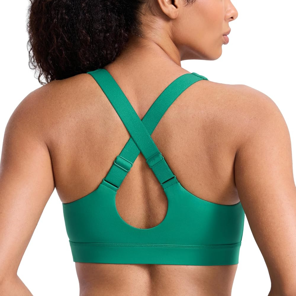 CRZ YOGA Butterbreeze Criss Cross Back Sports Bras for Women - V Neck Adjustable Straps Padded Wo... | Amazon (US)