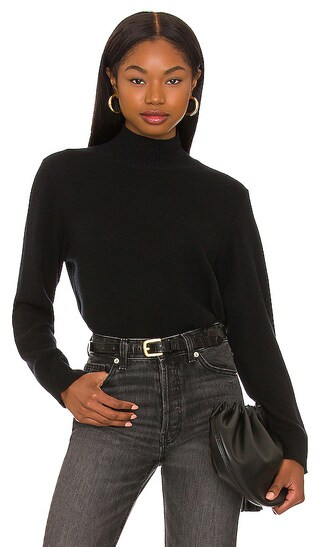 Mock Neck Cashmere Pullover in Black | Revolve Clothing (Global)
