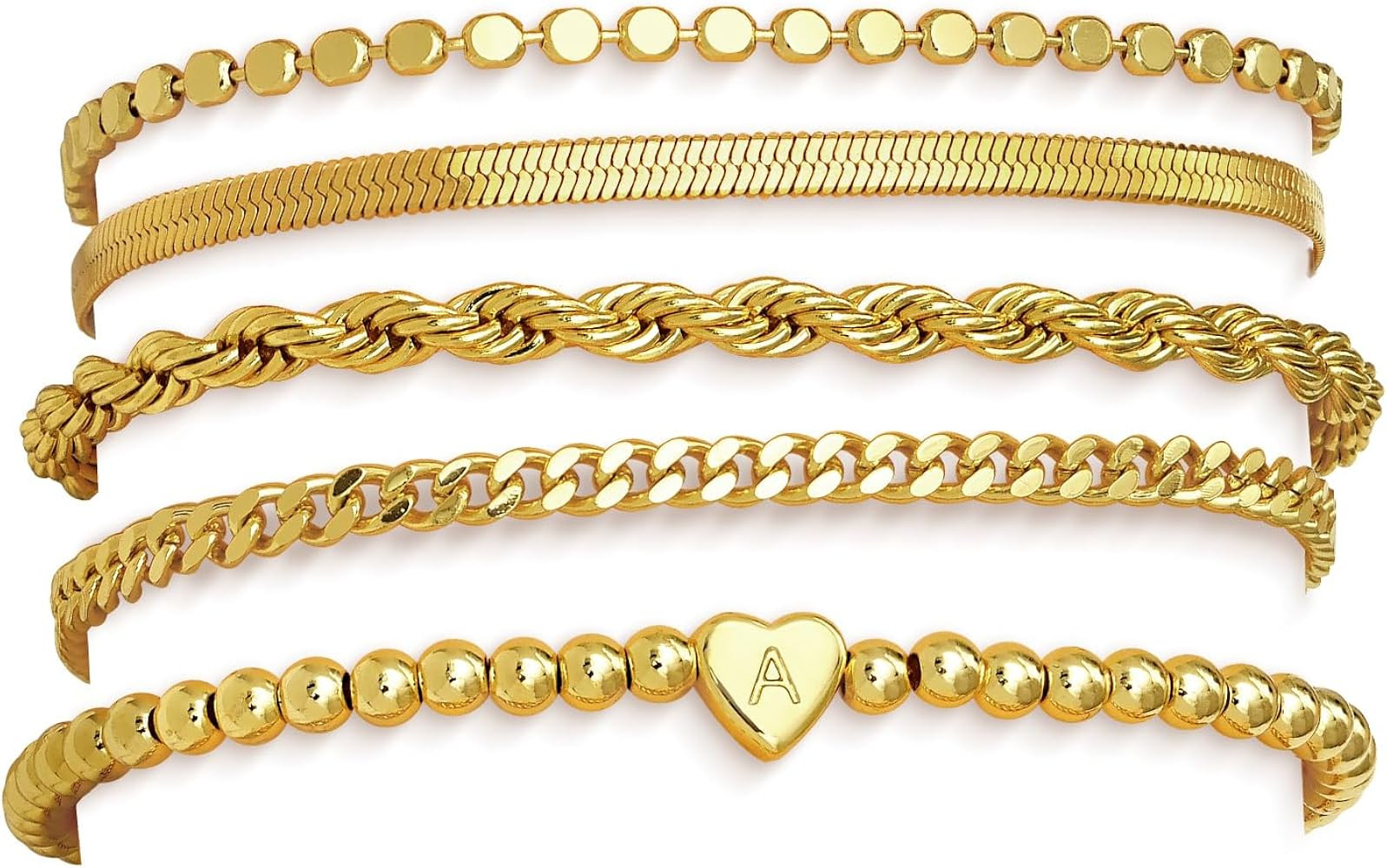 doubgood Mothers Day Gifts Gold Bracelets for Women Waterproof Stackable Heart Initial Charm Brac... | Amazon (US)