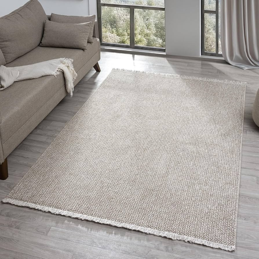 LUXE WEAVERS Solid Machine Woven Taupe 4x6 Area Rug, Indoor Stain-Resistant Carpet | Amazon (US)