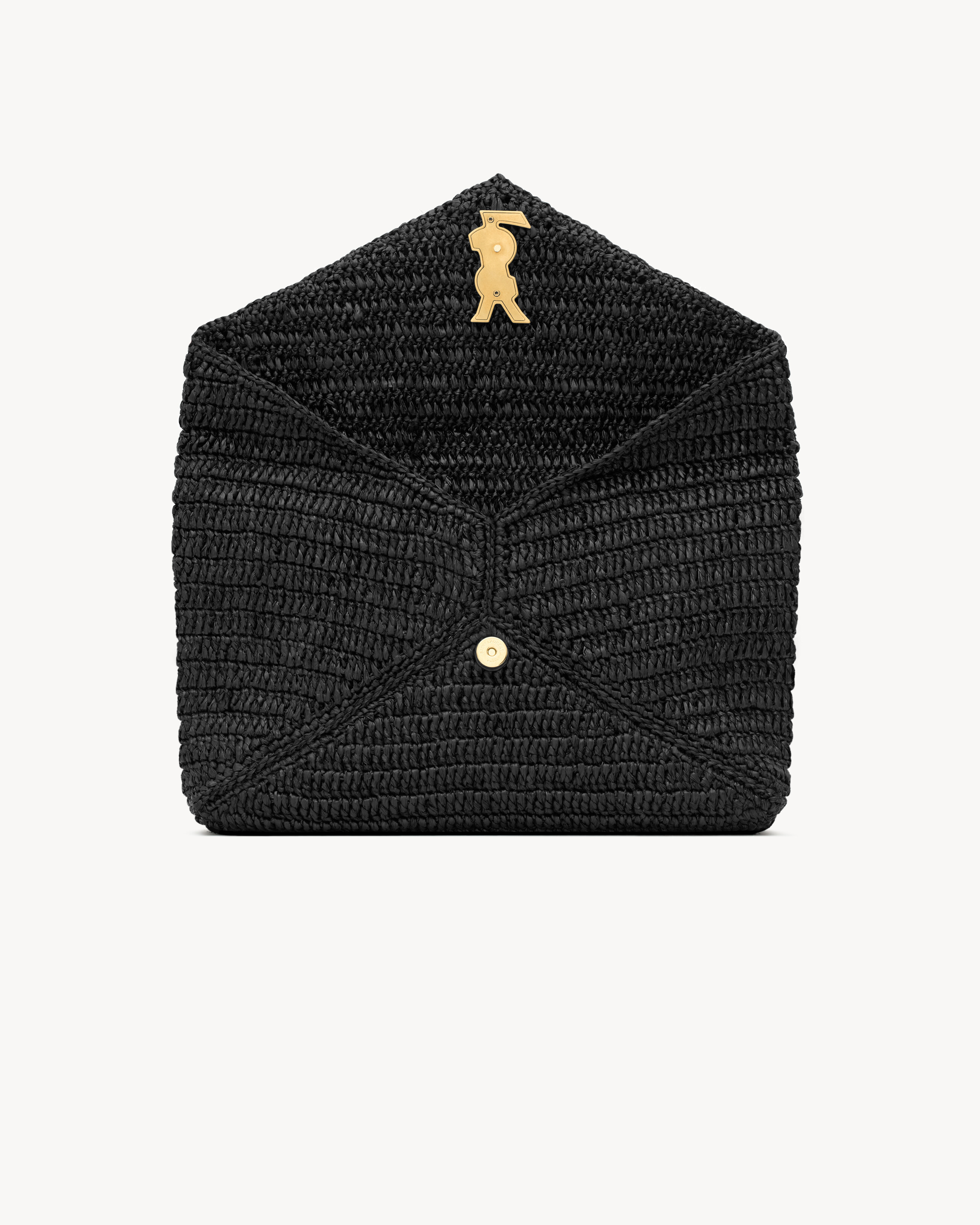 large envelope pouch in natural woven raffia, decorated with the CASSANDRE.For the craftsmanship ... | Saint Laurent Inc. (Global)