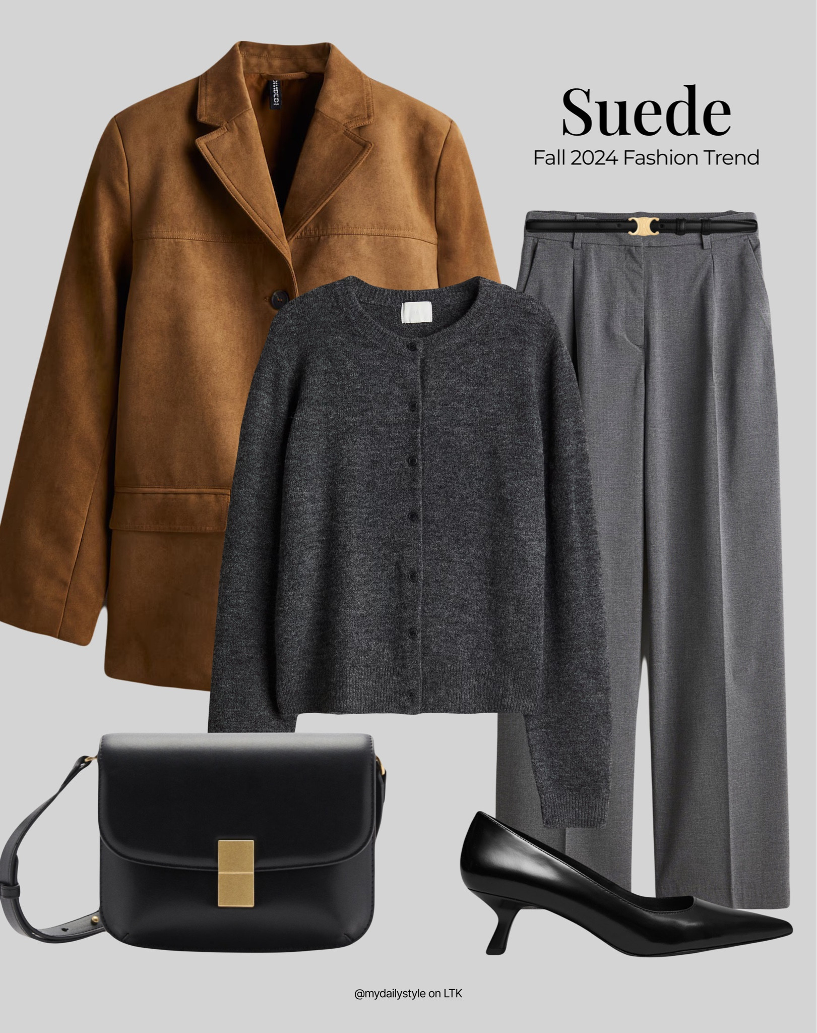 Styling faux suede jacket, grey cardigan, & wide-leg grey trousers.

Check out more ideas in my profile. 

Tags: faux suede jacket, suede shoes, suede bag, suede skirt, suede leather, fashion trends 2024, fall style, pre-fall, autumn style, fall outfit, autumn outfit, fall fashion, autumn fashion, easy styling, simple everyday look, chic & basic outfit, Parisian look, casual outfit, capsule wardrobe, office look, brunch style, high street. 


#LTKstyletip #LTKautumn #LTKshoes