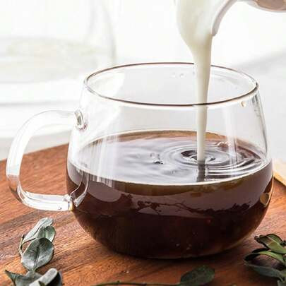 1pc 350ml Cute Glass Cup With Handle, Cute Round Water Cup, Heat-Resistant High Borosilicate Glass Coffee Cup - Perfect For Espresso, Coffee, Milk, Ho | SHEIN