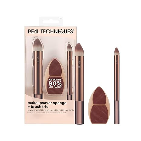 Real Techniques Makeupsaver Sponge + Brush Trio, Makeup Blending Sponge & Brushes For Liquid & Cr... | Amazon (US)