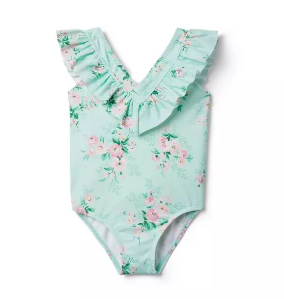 Floral Ruffle V-Neck Swimsuit | Janie and Jack