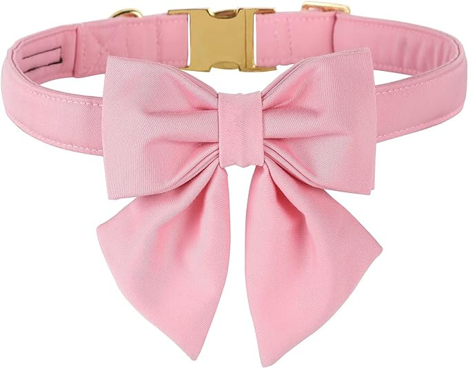 Maca Bates Dog Collar with Pink Bow Bowtie for Dogs Solid Colors Sailor Bow Tie Adjustable Breaka... | Amazon (US)