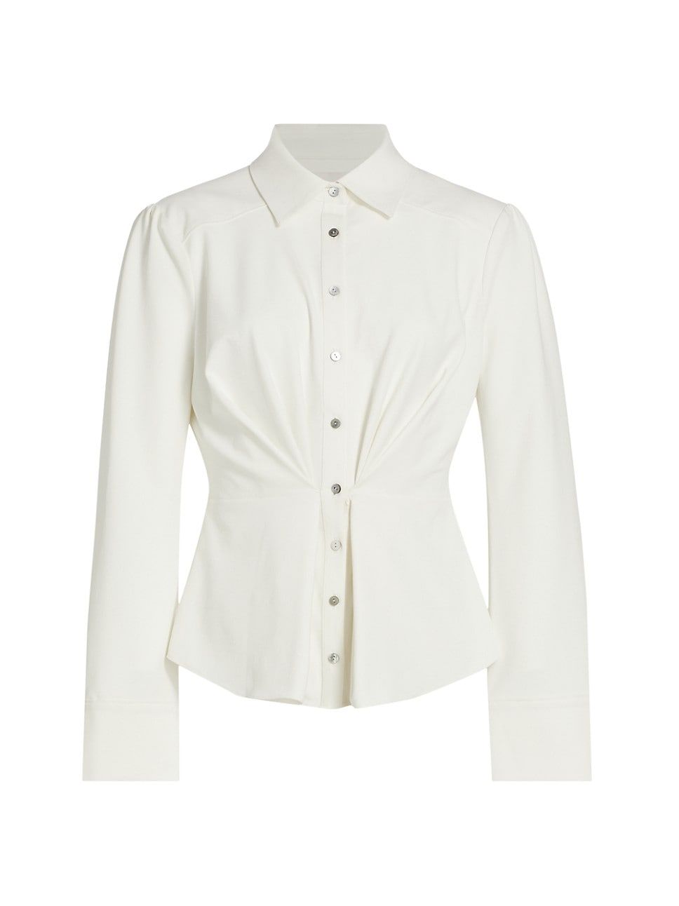 Isabelle Gathered Stretch Button-Front Top | Saks Fifth Avenue