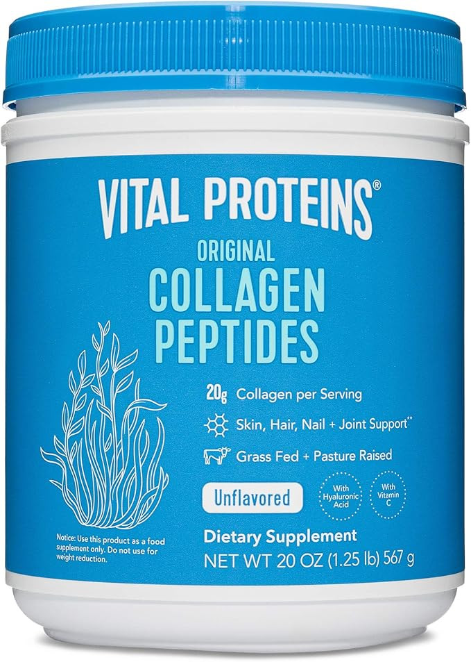 Vital Proteins Collagen Peptides Powder - Pasture Raised, Grass Fed, unflavored 20 oz | Amazon (US)