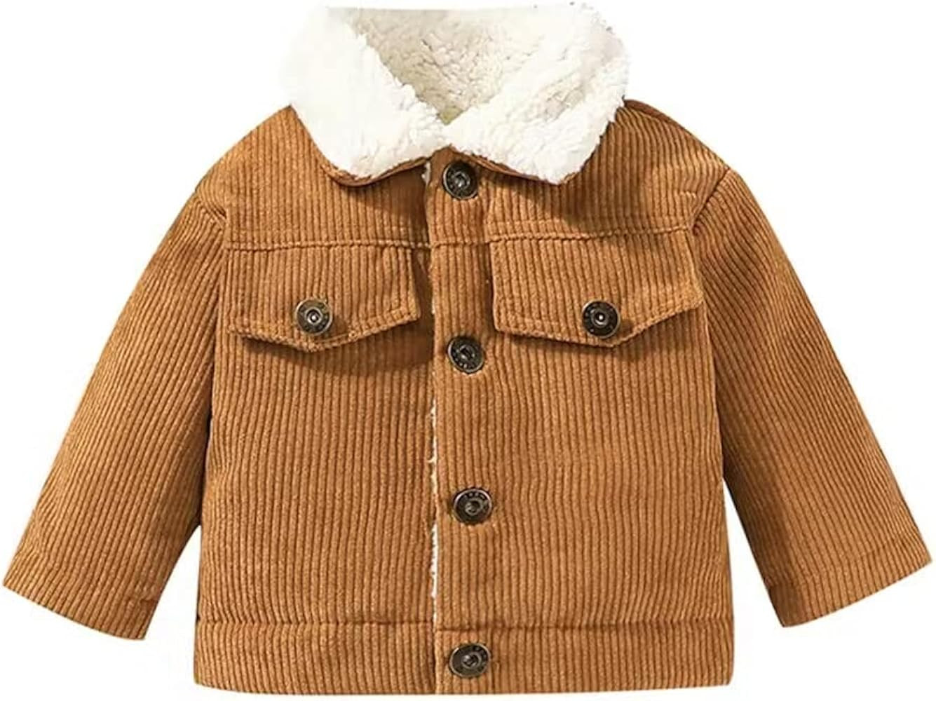 Noubeau Baby Boys Girls Corduroy Jacket Kids Toddler Sherpa Lined Top Lapel Button Down Thicked W... | Amazon (US)