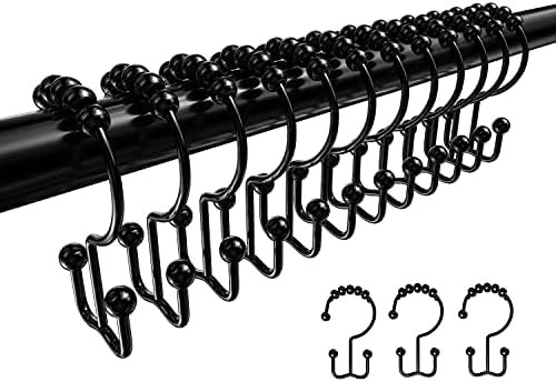 VMVN Shower Curtain Hooks Rings, Rust Resistant Shower Curtain Rings Metal Hook Double Glide Roll... | Amazon (US)