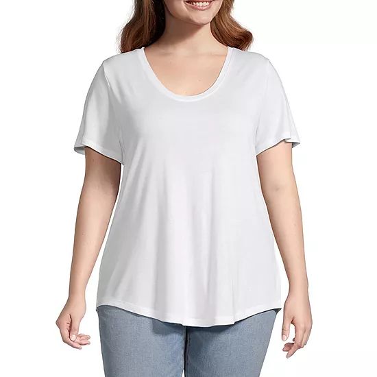 a.n.a Womens Plus Scoop Neck Short Sleeve T-Shirt | JCPenney