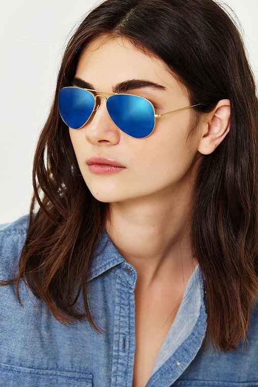 Ray-Ban Mirrored Aviator Sunglasses,BLUE,ONE SIZE | Urban Outfitters US