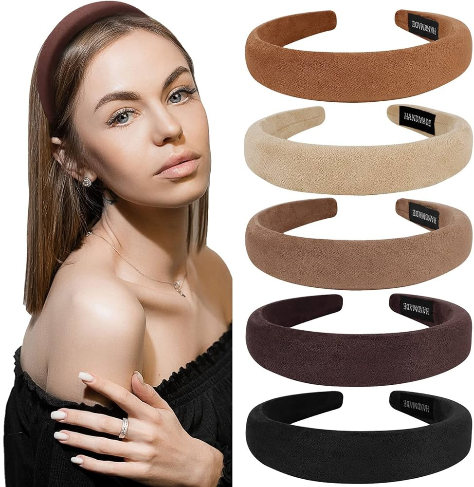 Ondder 5 Pack Padded Headbands for Women Girsl Headabnds Velvet Womens Vintage Headbands Assorted... | Amazon (US)