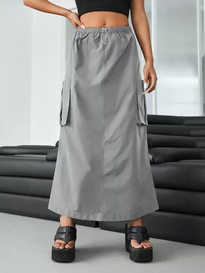 SHEIN ICON Gorpcore Flap Pocket Cargo Parachute Skirt | SHEIN
