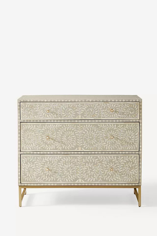Scroll Vine Inlay Three-Drawer Dresser | Anthropologie (US)