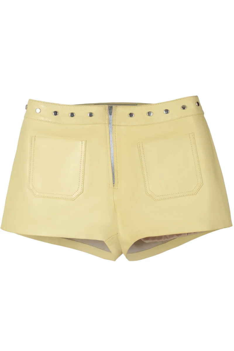 STERLING LEATHER SHORTS IN YELLOW | Double A | CULT MIA | CULT MIA UK LTD