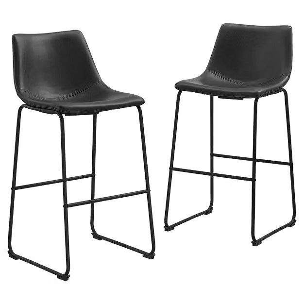 Set of 2 Laslo Modern Upholstered Faux Leather Barstools - Saracina Home | Target