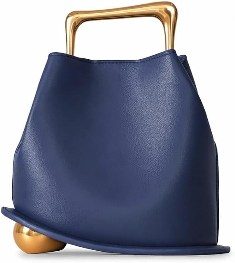 Women Bucket Bag Faux Leather Crossbody Purse with Gold Metal Handle for Commute Daily Party | Amazon (US)