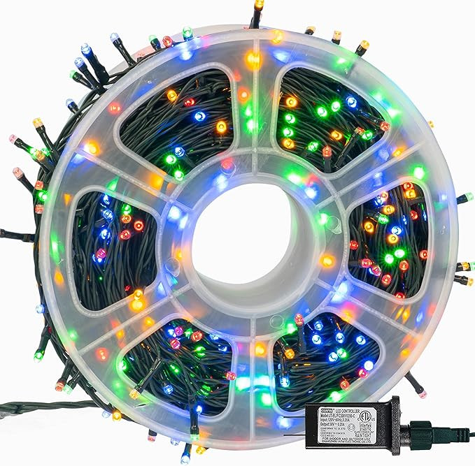 FUNPENY 164FT 500 LED Christmas Indoor Outdoor Decorative String Lights, 8 Modes Waterproof Green... | Amazon (US)