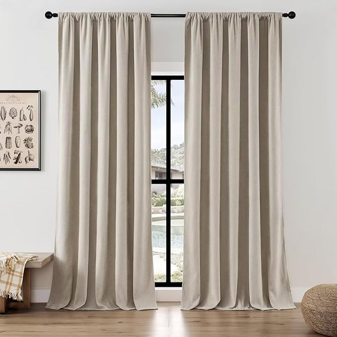 Joydeco Faux Linen Curtains 108 Inch Length 2 Panels Set, Light Filtering Curtains for Bedroom, L... | Amazon (US)