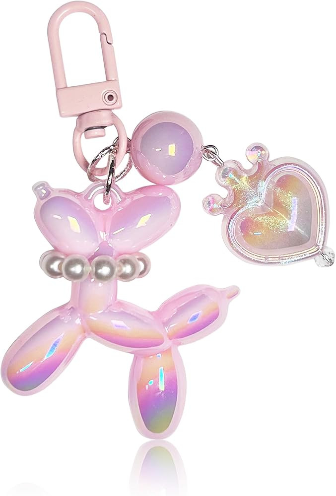 LAEKOU Cute Keychain for Women, Aesthetic Balloon Dog Bag Charms with Heart, Key Chain Accessorie... | Amazon (US)