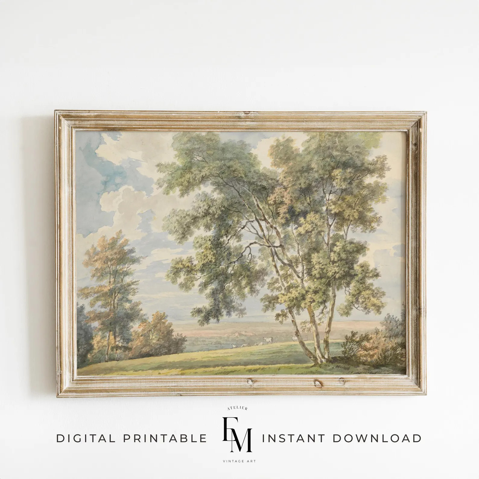 Landscape Countryside Paint Timeless Country Landscape Print Nature Antique Oil Painting Rustic W... | Etsy (US)