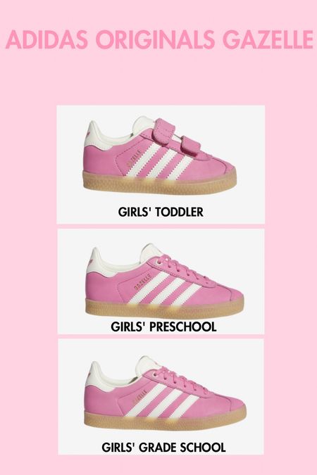 Girls adidas gazelle pink 

#LTKshoecrush