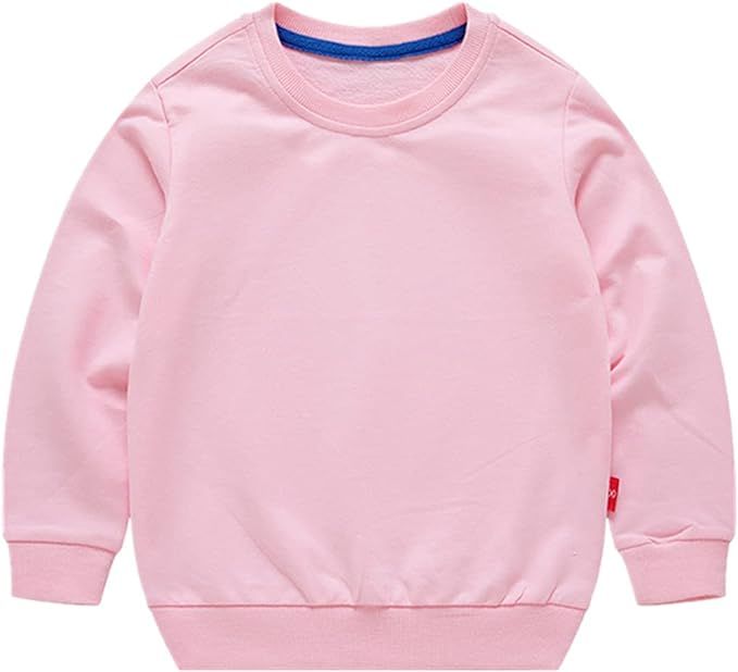 AdaliaFaye Boys' Crewneck Sweatshirt Girls Sport Long Sleeve Cotton Kids Toddler Casual Solid T-S... | Amazon (US)