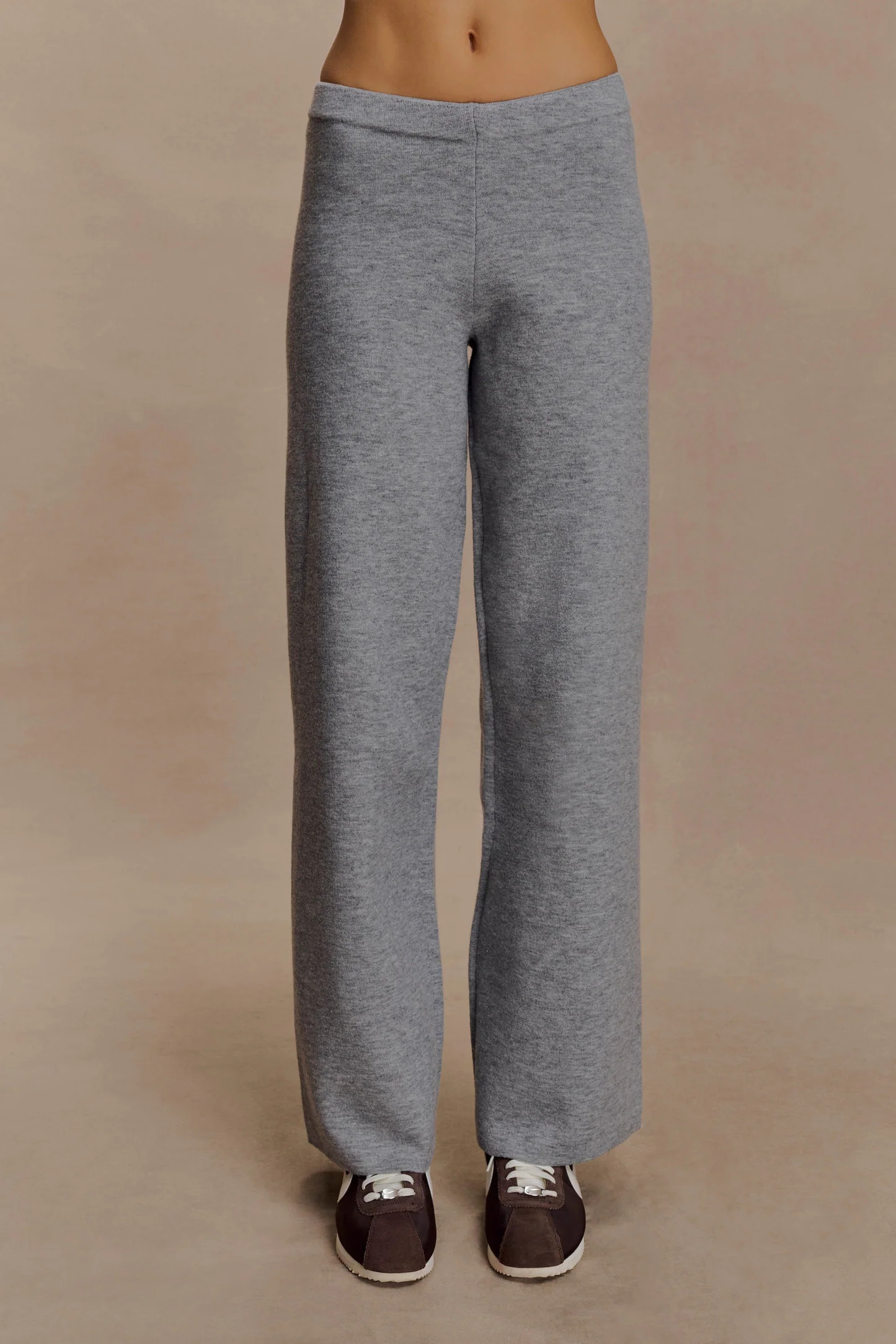 Kerrymae Straight Leg Knit Pants - Grey Marle | MESHKI US