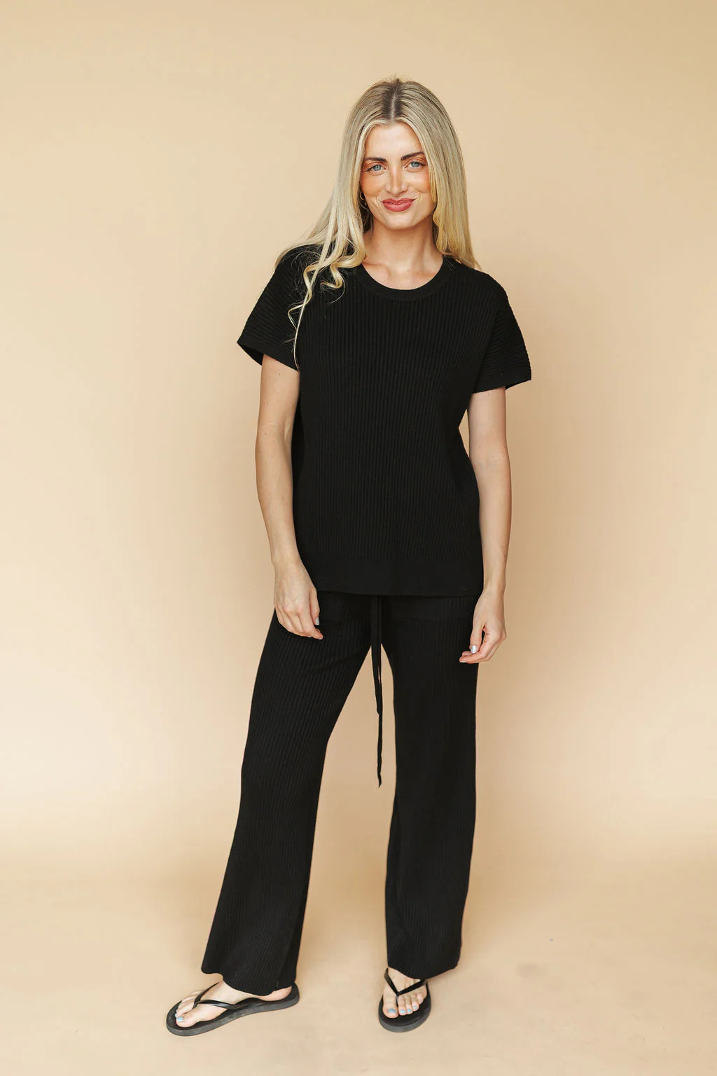 Hayden Ribbed Pants in Black | Henly