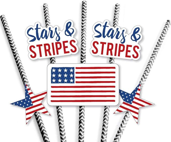 Big Dot of Happiness Stars and Stripes - Paper Straw Decor - Memorial Day, 4th of July and Labor ... | Amazon (US)