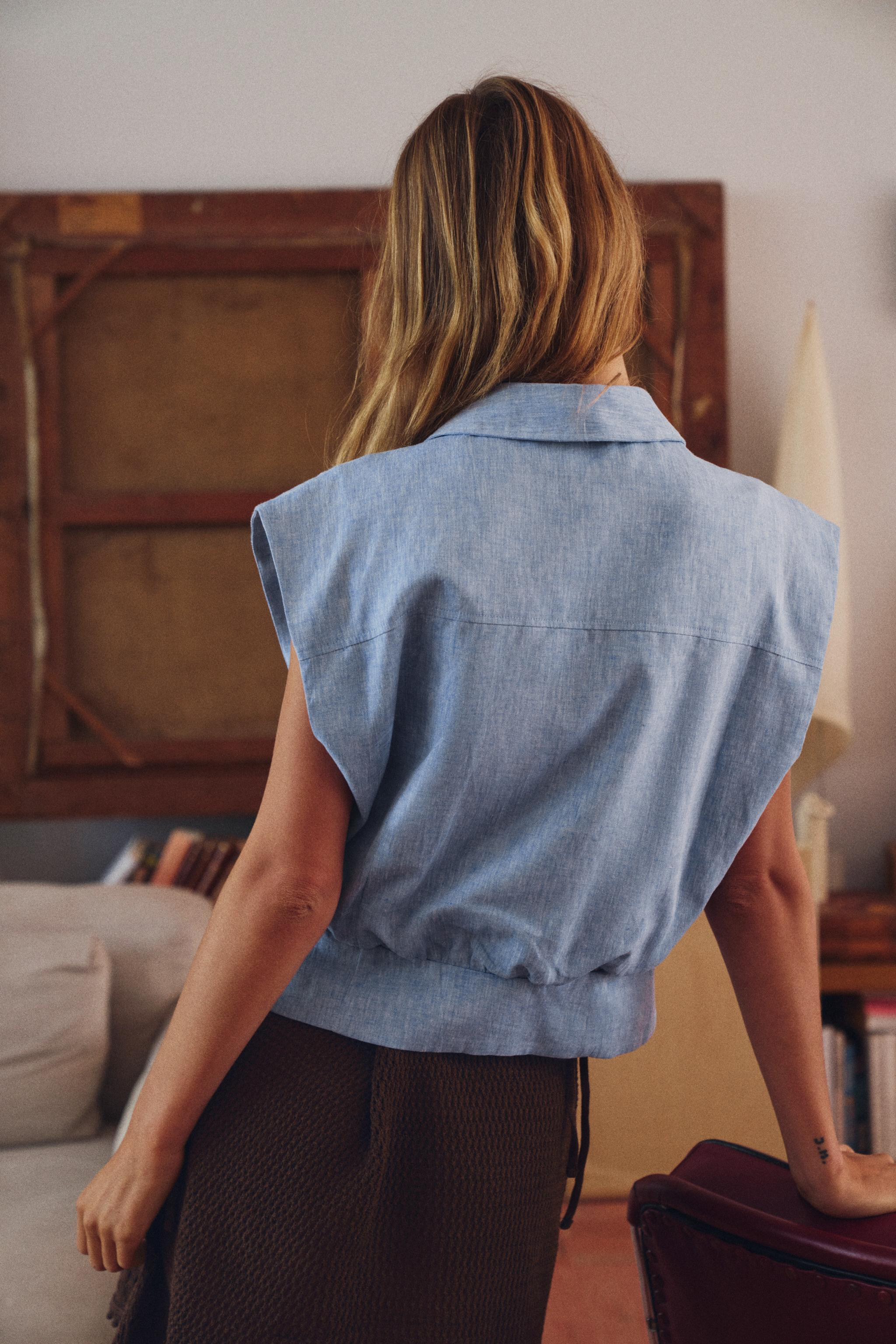 SHORT SLEEVE BLAZER WITH CONTRAST PIPING | Zara US