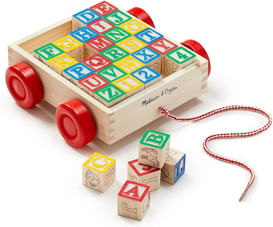 Melissa & Doug Classic ABC Wooden Block Cart Educational Toy With 30 1-Inch Solid ABC Wood Blocks... | Amazon (US)