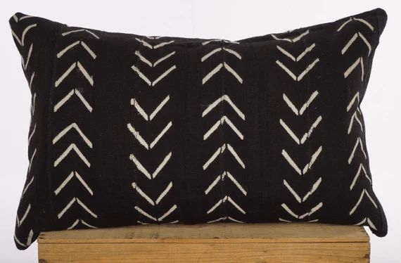 Maxwell 12x24 Inch Black and White African Mud Cloth Pillow Cover | Etsy (US)