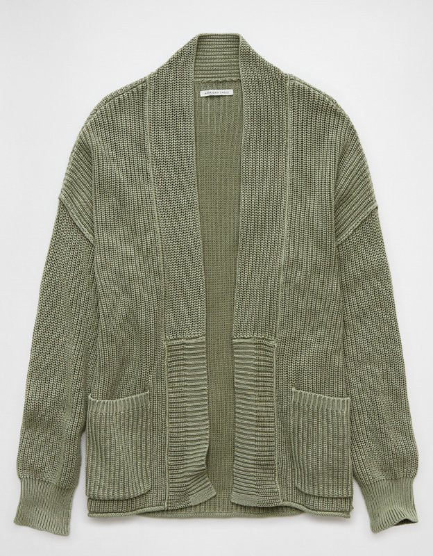 AE Open Front Shaker-Stitch Cardigan | American Eagle Outfitters (US & CA)