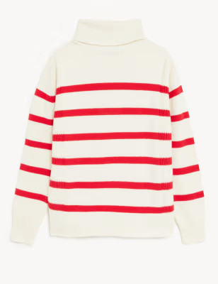 Cotton Rich Striped Roll Neck Jumper | Marks & Spencer (UK)