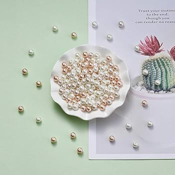 Pandahall Pink & White Theme 6mm Satin Luster Environmental Glass Pearl Beads for DIY Jewelry Cra... | Amazon (US)