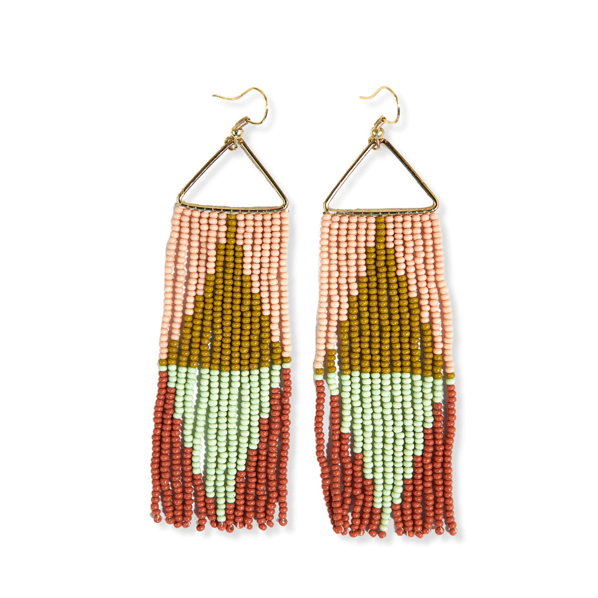 Brooke Split Diamond Beaded Fringe Earrings Desert | INK+ALLOY