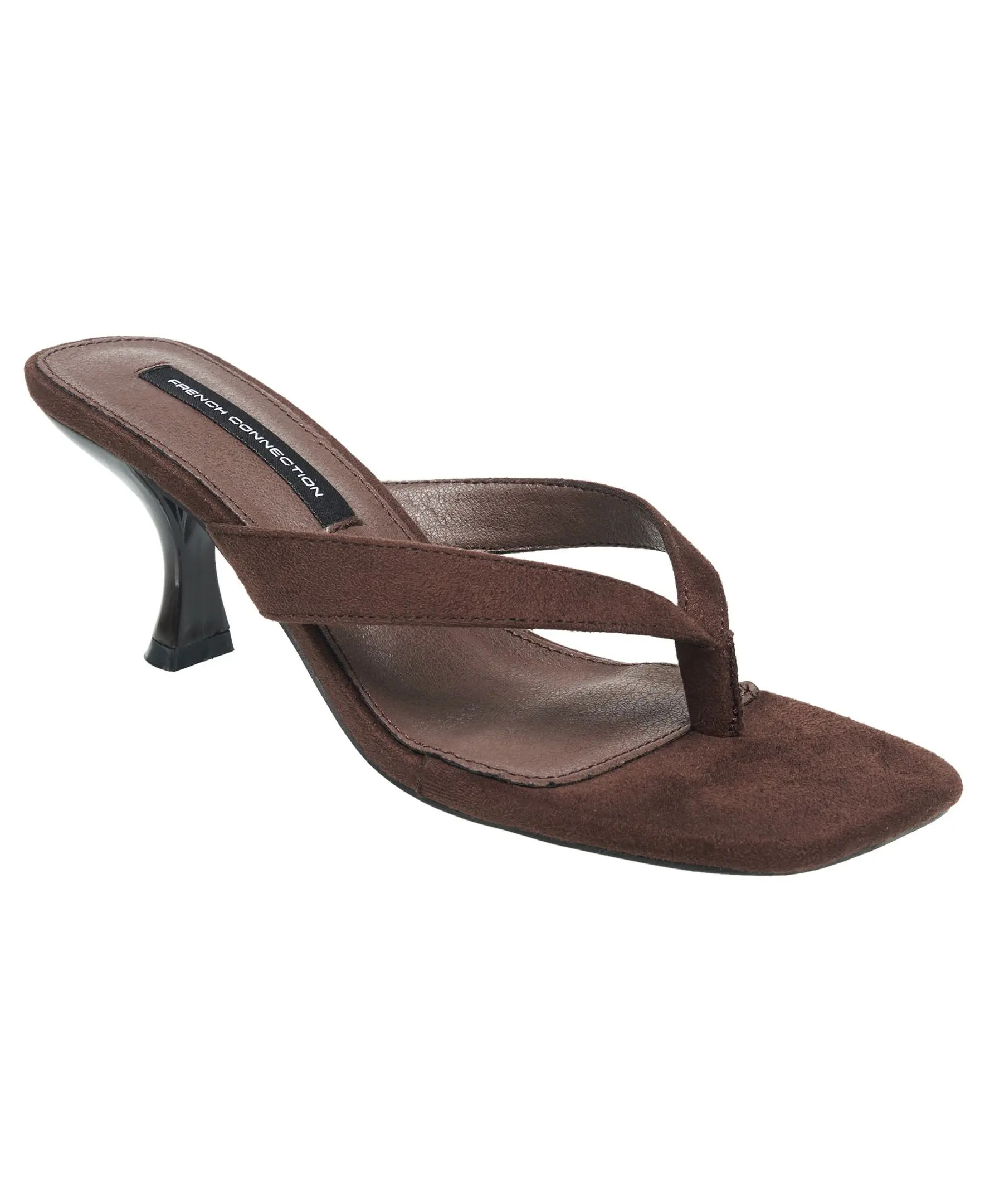 French Connection Trinity Faux Suede Thong Kitten Heel in Brown at Nordstrom, Size 7 | Nordstrom