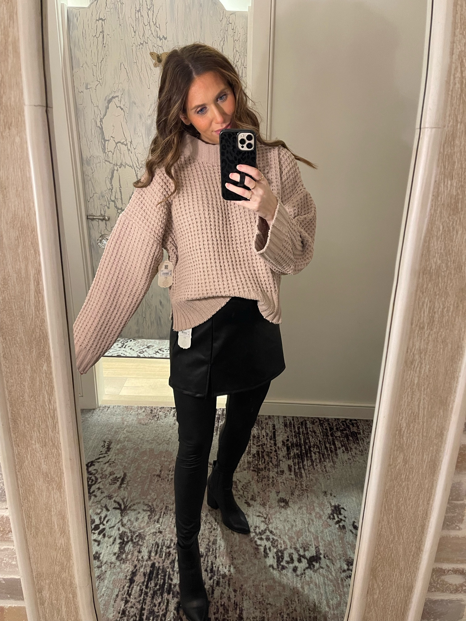 Black Friday / cyber Monday sale - buy one get one sweater 
Neutral sweater 
Beige sweater 
Holiday outfit 
Holiday party outfit 
Black faux leather skirt 

#LTKCyberweek #LTKGiftGuide #LTKHoliday