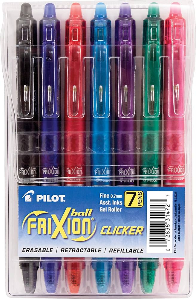 PILOT FriXion Clicker Erasable, Refillable & Retractable Gel Ink Pens, Fine Point, Assorted Color... | Amazon (US)