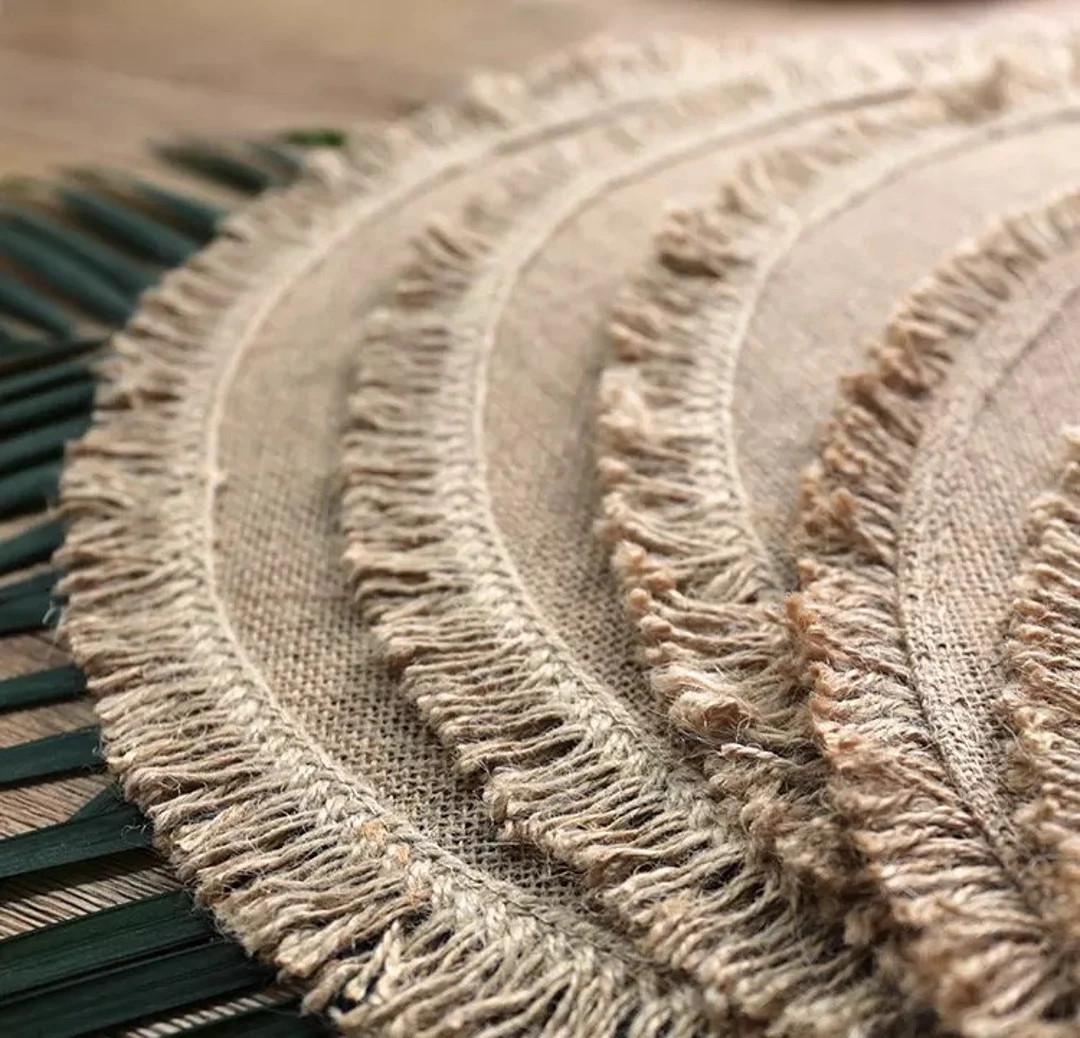Fringed Rattan Boho Placemats – Rustic Wedding Table Decor | Boho Bliss Table Set - Etsy | Etsy (US)
